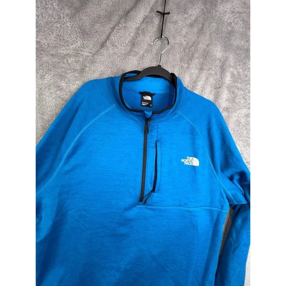 The North Face Men's XL Blue 1/4 Zip Fleece Pullover Jacket w/ Zip Pocket Hiking